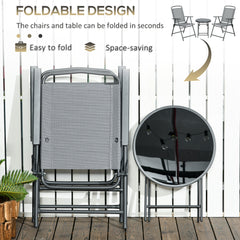 Outsunny Three-Piece Garden Seat Set, with Glass-Top Table - Light Grey