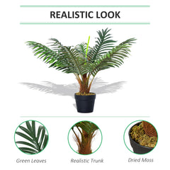 Outsunny 60cm/2FT Artificial Palm Tree Decorative Plant 8 Leaves with Nursery Pot, Fake Tropical Tree for Indoor Outdoor D√É¬©cor