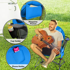 Outsunny Hammock Camping Chair Set of 2, Adjustable Back Swinging Camping Chair Portable Camp Chair with Cup Holder, Headrest, Padded Seat and Carry Bag for Travel Fishing Hiking, Blue