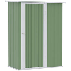 Outsunny 5ft x 3ft Metal Garden Storage Shed, Outdoor Tool Shed with Sloped Roof, Lockable Door for Tools, Equipment, Light Green