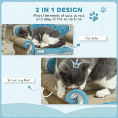 PawHut 2-in-1 Cat Scratcher with Catnip for Indoor Cats, Light Blue