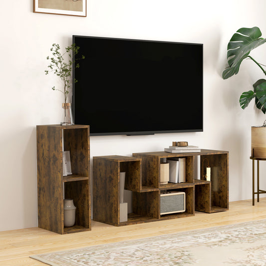 HOMCOM TV Stand for TVs up to 75 Inches, Free Combination TV Unit with Storage Shelves, Extendable Entertainment Centre for Living Room, Rustic Brown