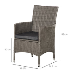 Outsunny Set of Four Rattan Armchairs, with Cushions - Grey