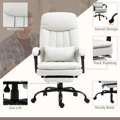 Vinsetto Office Chair, Ergonomic Desk Chair with 6-Point Vibration Massage and Lumbar Heating, Computer Chair with Lumbar Support Pillow, 155√Ç¬∞ Reclining Back and Footrest, Cream White