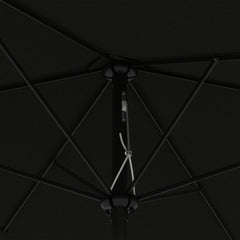 Outsunny 2 x 3(m) Garden Parasol Umbrella, Rectangular Outdoor Market Umbrella Sun Shade with Crank & Push Button Tilt, 6 Ribs, Aluminium Pole, Black