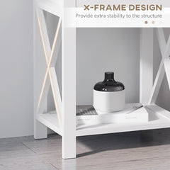 HOMCOM End Table, Sofa Side Table with Drawer X Bar Bottom Storage Shelf, Nightstand Bedside Table for Bedroom or Living Room White