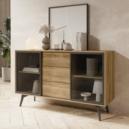 Slide Display Sideboard Cabinet 144cm