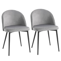 HOMCOM Dining Chairs Set of 2 Contemporary Design for Office Dining Kitchen with Soft Fabric Seat and Back Living Room, Grey