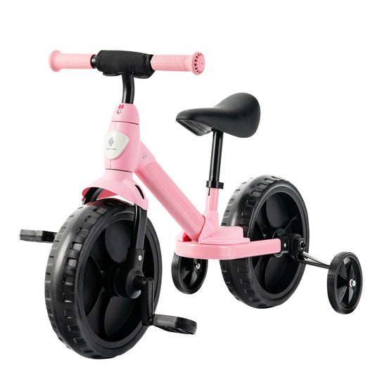 4-in-1 Kids Training Balance Bike with Training Wheels-Pink