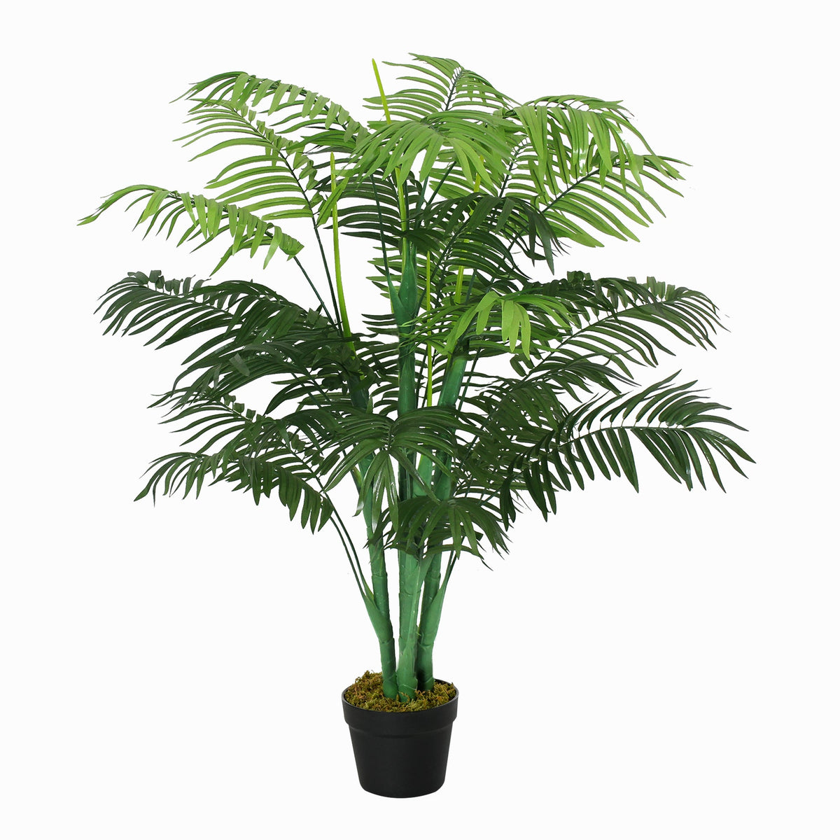 Outsunny 125cm/4FT Artificial Palm Plant Decorative Tree with Nursery Pot, Fake Plastic Indoor Outdoor Home Office D√É¬©cor, Green