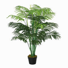 Outsunny 125cm/4FT Artificial Palm Plant Decorative Tree with Nursery Pot, Fake Plastic Indoor Outdoor Home Office D√É¬©cor, Green