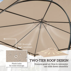 Outsunny 3x3(m) Replacement Gazebo Canopy, Double Tier Roof Top for Garden, Patio, Outdoor, Khaki (TOP ONLY)