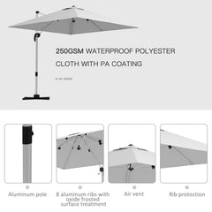 Outsunny Square Cantilever Garden Parasol, with Five-Position Canopy - White