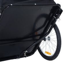 HOMCOM Bike Trailer Cargo in Steel Frame Extra Bicycle Storage Carrier with Removable Cover and Hitch (White and Black)