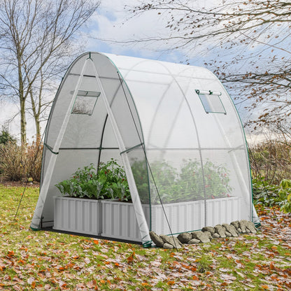 Portable Wall-in Tunnel Greenhouse with 2 Zippered Doors-White