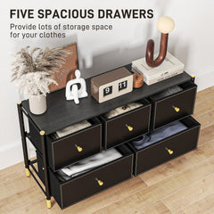 HOMCOM Faux Leather Front Chest of Drawers - Black