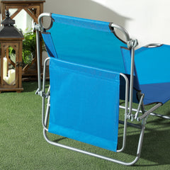 Outsunny Sun Lounger, with Adjustable Face Canopy - Bright Blue