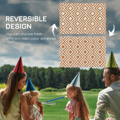 Outsunny Reversible Outdoor Rug, Plastic Straw Mat w/ Carry Bag Ground Stakes for Garden RV Picnic Beach Camping 182x274cm Brown