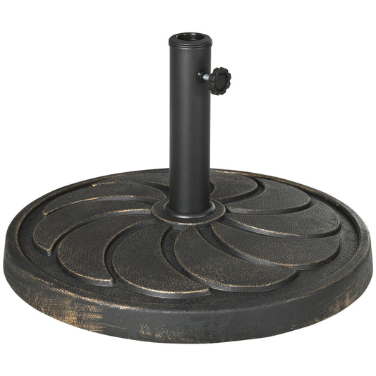 Outsunny 18kg Resin Garden Parasol Base, Round Outdoor Market Umbrella Stand Weight for Poles of 38mm to 48mm, Bronze