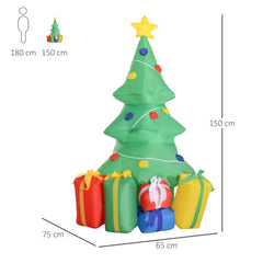 HOMCOM 5ft Inflatable Christmas Tree Xmas Air Blown Holiday Decoration LED Lawn Yard Outdoor Ornaments