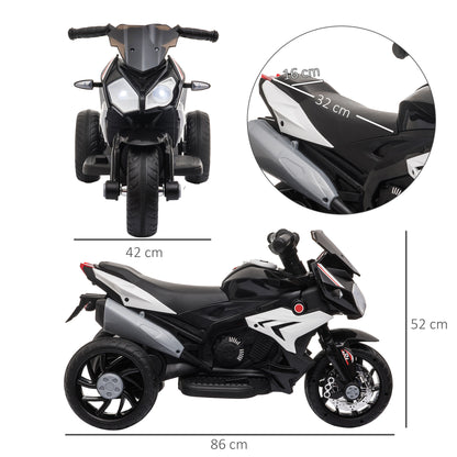 HOMCOM Kids Electric Motorcycle Ride-On Toy, with Three Wheels, Music, Horn, Lights