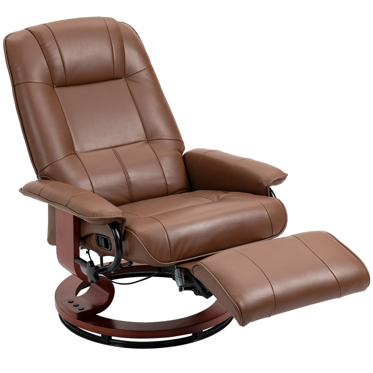 HOMCOM Faux Leather Armchair, with 145√Ç¬∞ Reclining Back and Footrest - Brown