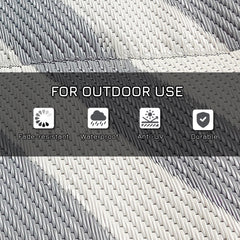 Outsunny Plastic Straw Reversible RV Outdoor Rug with Carry Bag, 182 x 274cm, Grey and Cream