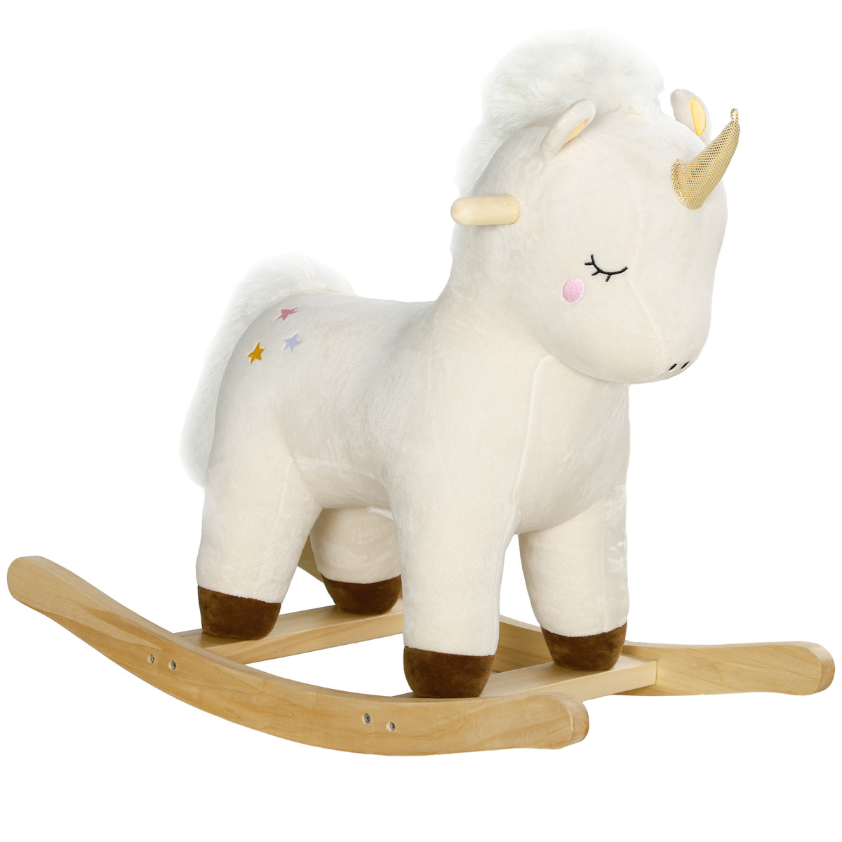 AIYAPLAY Rocking Horse with Unicorn Design, Sounds, for Ages 2-4 Years, White