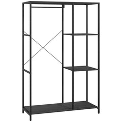 HOMCOM Steel Frame Clothes Storage Rack, with Shelves - Black