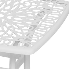 Outsunny Cast Aluminium Bistro Table, Outdoor Square Side Table with Umbrella Hole, Garden Table for Balcony, White