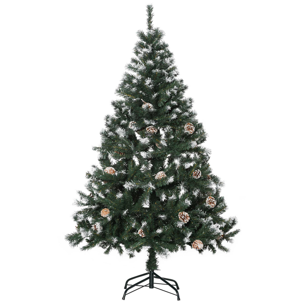 HOMCOM 5FT Artificial Christmas Tree with Pine Cones, Holiday Home Xmas Decoration Automatic Open, Green