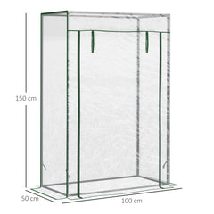 Outsunny Tomato Greenhouse with Roll-up Door, Mini Greenhouse with PVC Cover, Outdoor Grow House Small Green House for Yard, Balcony, Garden, 100 x 50 x 150cm, Transparent