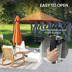 Outsunny 2.5M Garden Cantilever Parasol, Offset Roma Patio Umbrella Hanging Sun Shade Canopy Shelter with 360√Ç¬∞ Rotation and Cross Base, Orange