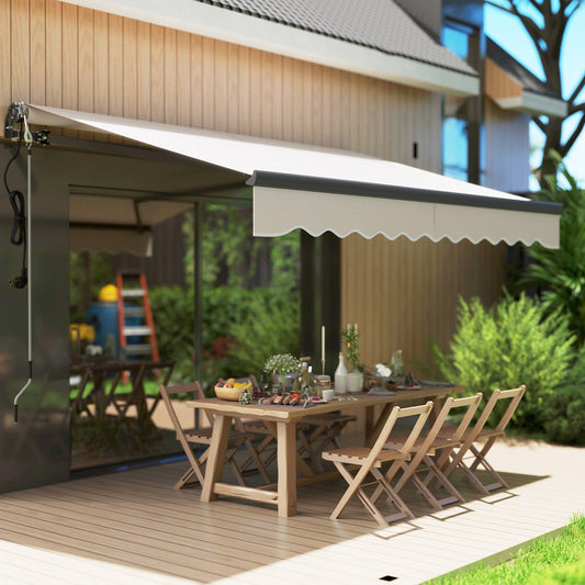 Outsunny 2.5 x 3m Electric/Manual Awning, with Remote - Beige