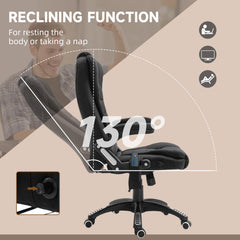 Vinsetto Massage Recliner Chair Heated Office Chair with Six Massage Points Linen-Feel Fabric 360√Ç¬∞ Swivel Wheels Black