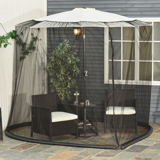 Outsunny 2.3m Umbrella Table Screen Outdoor Patio Cover Mosquito Insect Net Zipped Door