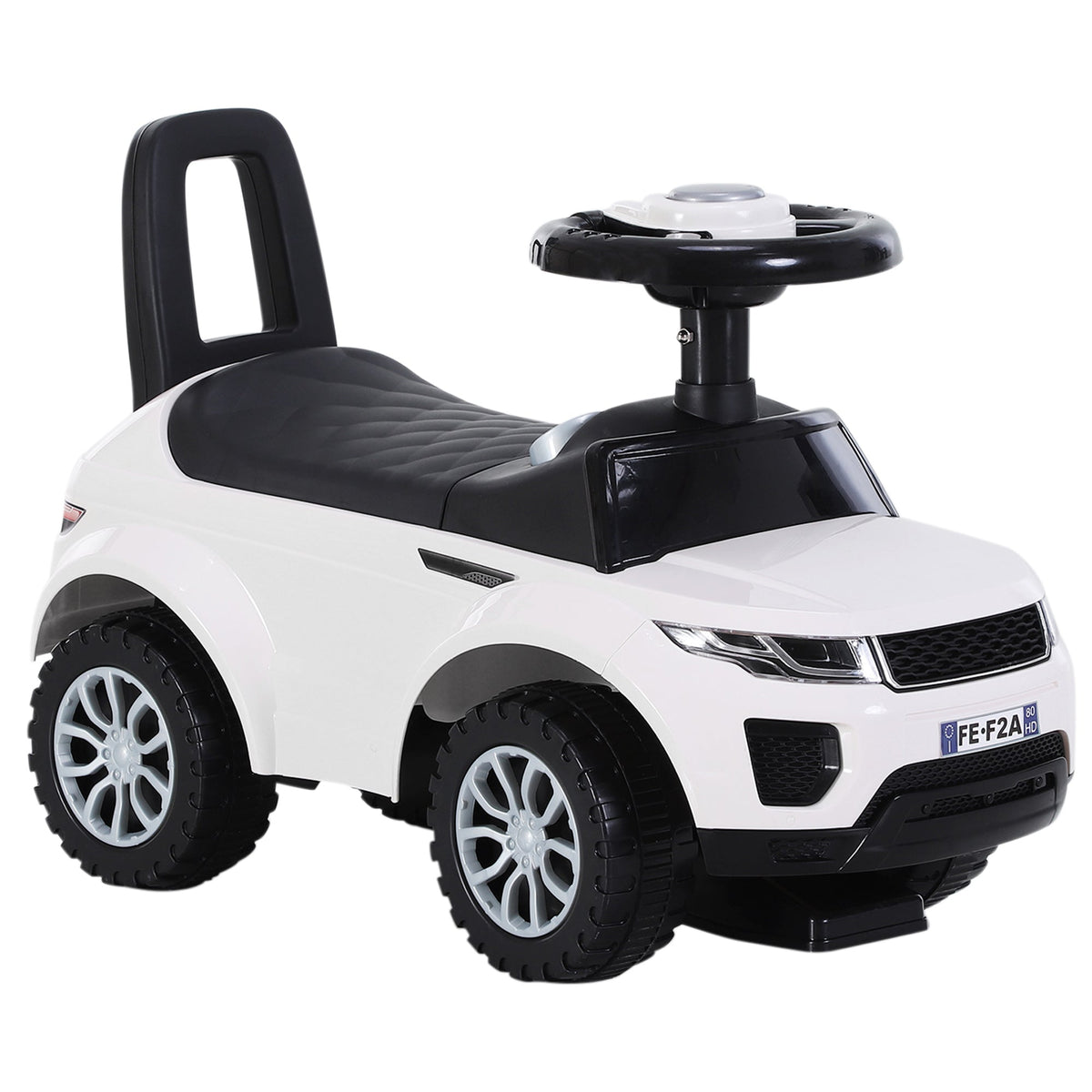 HOMCOM 3-in-1 Ride On Car Foot To Floor Slider Toddler w/ Horn Steering Wheel NO POWER Manual Under Seat Storage Safe Design for 1-3 Year Old White