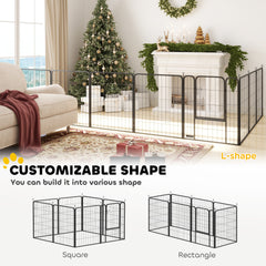 PawHut 8 Panels Heavy Duty Dog Playpen with Door Indoor Outdoor, for Large Dogs, 100cm High