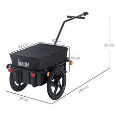 HOMCOM Cargo Trailer Bike Stroller Garden Trolley W/Carrier Utility Luggage & Wheels Black