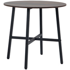 HOMCOM 85cm Dining Room Table, Industrial Style Kitchen Table Round with Steel Legs, Rustic Brown