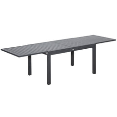 Outsunny Extendable Garden Table 135-270cm x 90cm x 75cm, 10 Seater Outdoor Dining Table with Aluminium Frame for Lawn, Balcony and Backyard, Grey