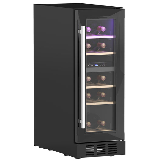 HOMCOM 16 Bottle Dual Zone 5-18√¢‚Äû∆í Wine Fridge - Black