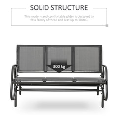 Outsunny 3-Seat Glider Rocking Chair for 3 People Garden Bench Patio Furniture Metal Frame, Grey