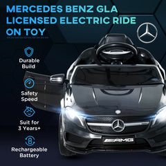 HOMCOM Mercedes Benz GLA Licensed 6V Kids Electric Ride On Car Toy with Remote Control Music Headlight for 3 Years Old Black