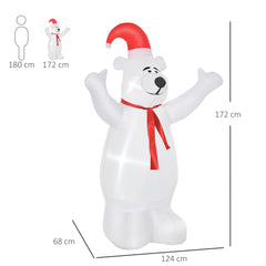 HOMCOM 6ft Tall Outdoor Inflatable Bear Airblown Projection Holiday Christmas Lawn D√É¬©cor