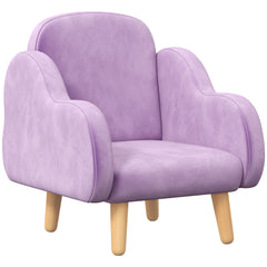 ZONEKIZ Kids Armchair Toddler Sofa Children Chair with Arm Rest, Wooden Frame, Velvet, PP Legs, Cloud Shape, for Ages 1.5-3 Years - Purple