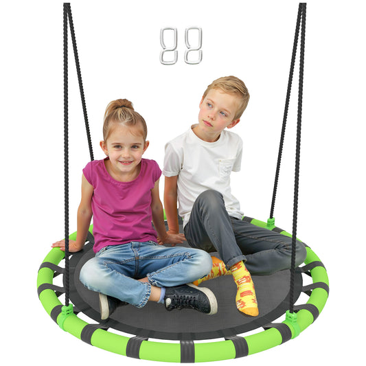 AIYAPLAY 100 cm Diameter Kid Nest Swing Seat with Height Adjustable Ropes for Outdoor Indoor, Black