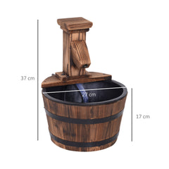 Outsunny Wood Barrel Patio Water Fountain Garden Decorative Ornament Water Feature with Electric Pump