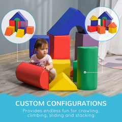 HOMCOM 11-Piece Soft Play Set Kids Foam Blocks, Toys for Climb and Crawl, Multicoloured