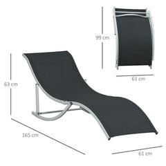 Outsunny 2 Pieces Folding Sun Lounger, S-shaped Lounge Chairs Reclining Sleeping Bed with Aluminium Frame